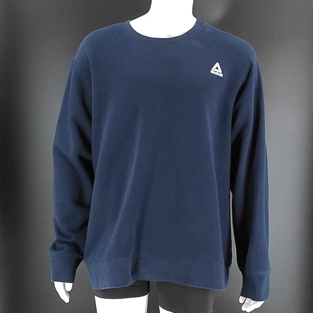 Reebok Mens Navy Blue Crewneck Sweatshirt Fleece Pullover REM243FC11 3XL